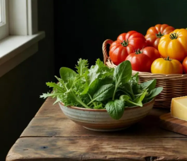 Display of seasonal local produce used by Theturnandtable's kitchen